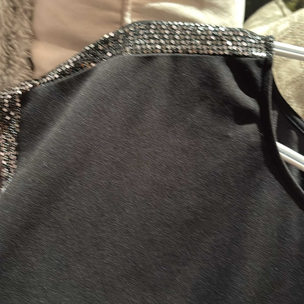 Lily Morgan black tunic dress top with silver trim in a - Picture 3 of 7